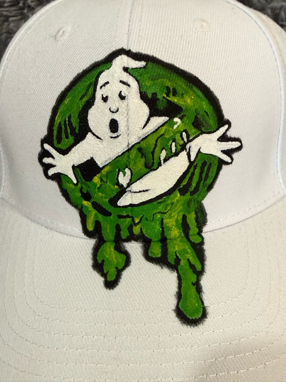 Custom Hand Painted Ghostbusters No Ghost Logo Baseball Cap Hat - Picture 2 of 6